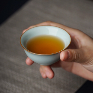 汝窑品茗杯主人杯陶瓷个人杯单杯景德镇功夫茶杯开片青瓷手工汝瓷