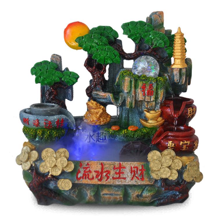 假山喷泉室内摆件树脂工艺品流水喷泉鱼缸水景微桌面景观