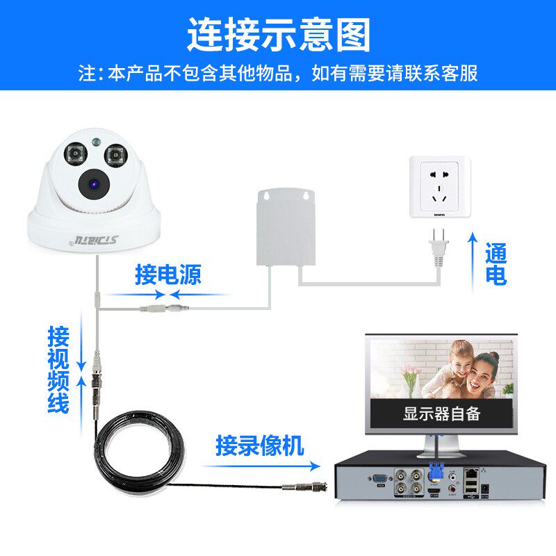 stjiatu 半球监控摄像头 1200线红外室内广角高清家用模拟探头