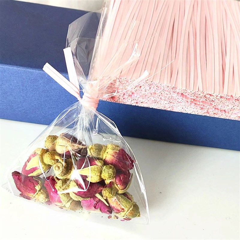 10CM粉色塑料扎带 哑光膜烘培袋封口条 园艺捆绑加粗铁丝厂家