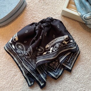 复古个性牛仔街头感要过花团大方巾式发圈时尚百搭长条发绳扎头绳