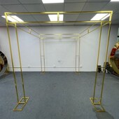 新款 婚礼婚庆道具镀金铁艺正方形桁架背景布置花架拱形门户外装 饰