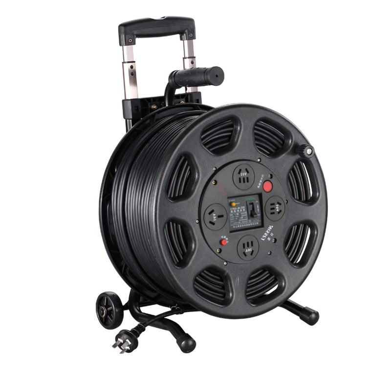 VISSFJ移动电缆盘电线卷线盘带线50m100m绕收拖放线盘插座线滚子