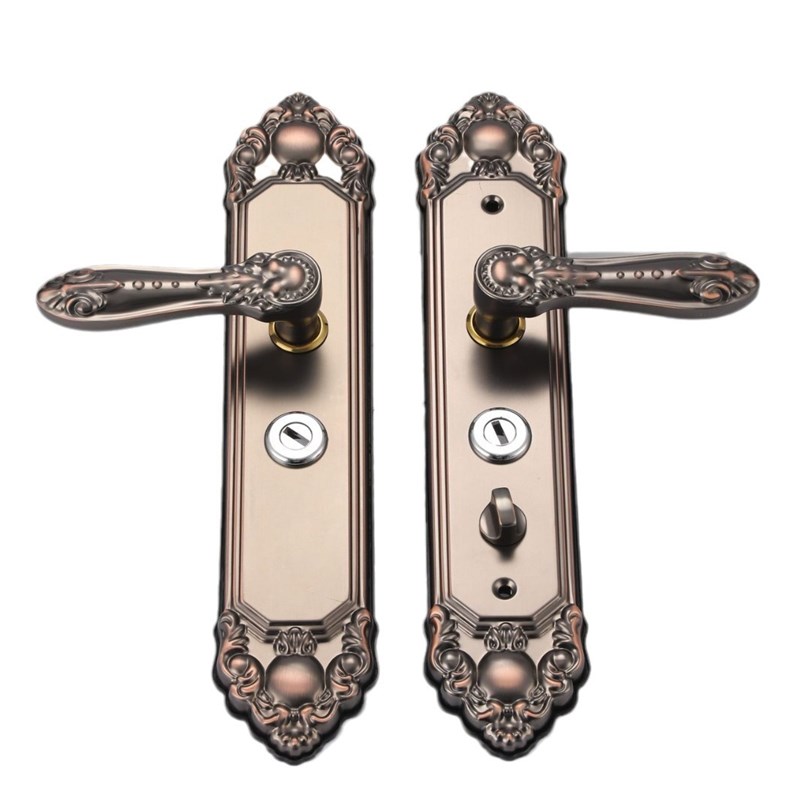 简欧式大门机械门锁不锈钢防盗门把手别墅双开门锁拉手加厚面板锁