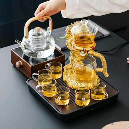 玻璃自动茶具套装k泡茶 神器功夫茶具懒人自动泡茶器 透明耐热茶