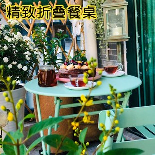 餐桌简易不占空间 小户型铁艺小饭桌可折叠圆桌台y面板免安装 家