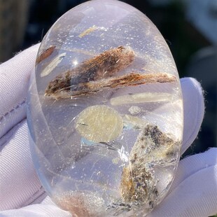 水晶挂Y坠饰品毛衣链 天然水晶包裹体方解石矿石吊坠裸石男女款