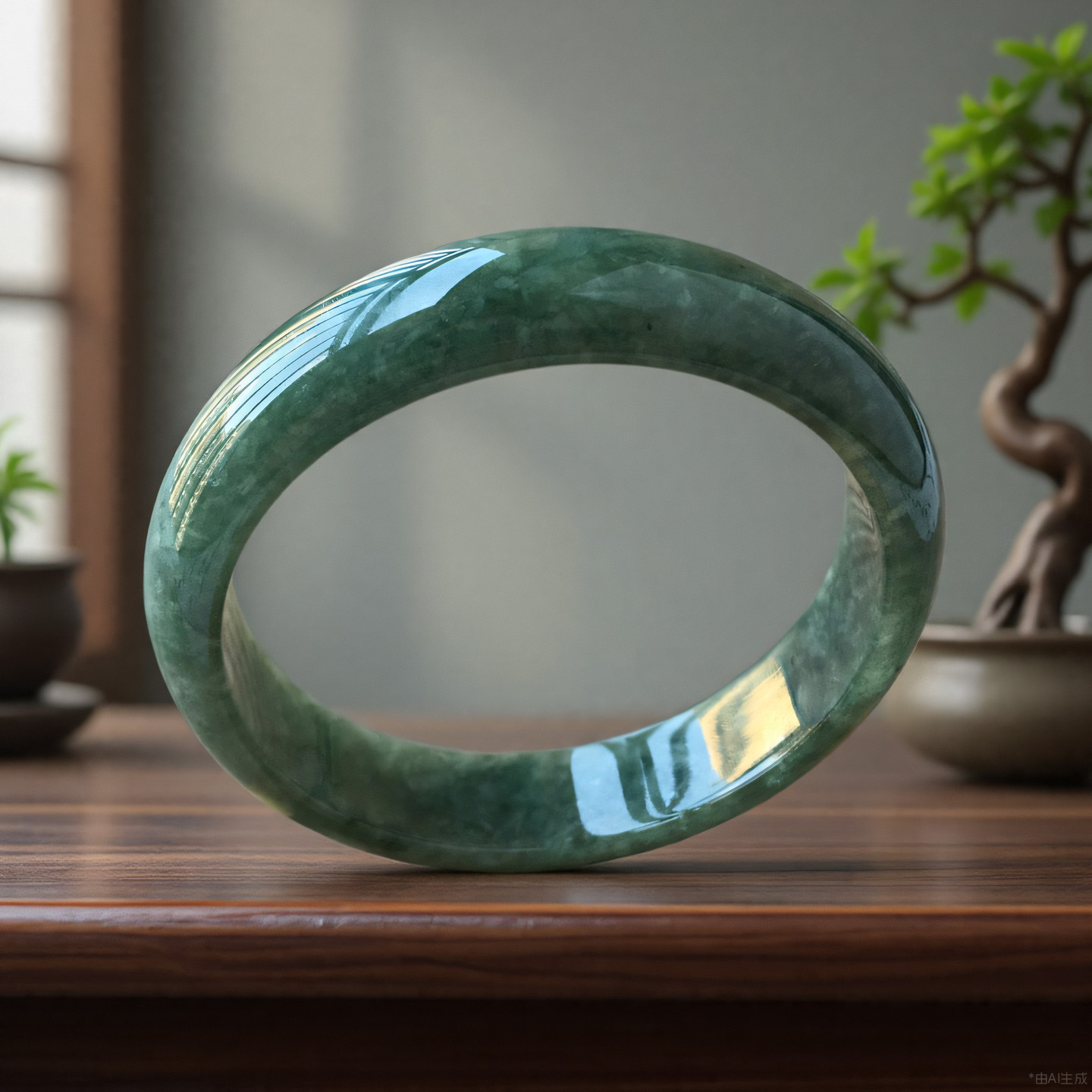 天然正品缅甸翡翠手镯a货57mm油青绿满色正圈带证书老坑玉镯子