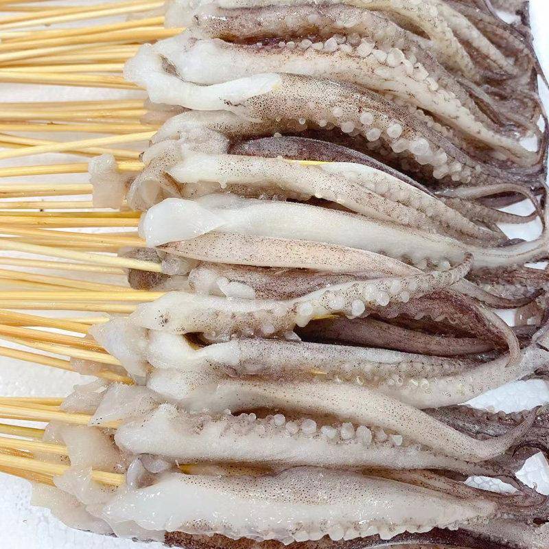 新品手把鱿鱼须串10g烧烤铁板食材海鲜串鱿鱼小串商用冷冻半成品