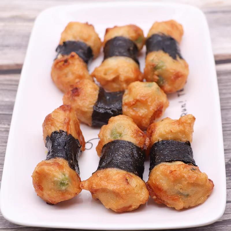 新品银水山紫菜花枝卷商用鳕鱼丸炸鱼条鱼糜卷油炸火锅食材紫菜卷