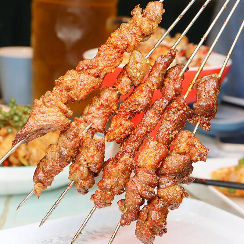 新品钢签手工牛肉串商用半成品烧烤食材牛板筋牛肚牛肋条猪油边串