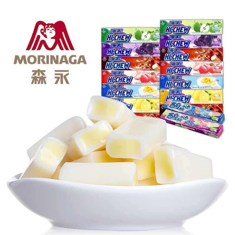 森永嗨啾好嚼软糖57g草莓蜜桃可乐味果汁夹心软糖果怀旧小吃零食