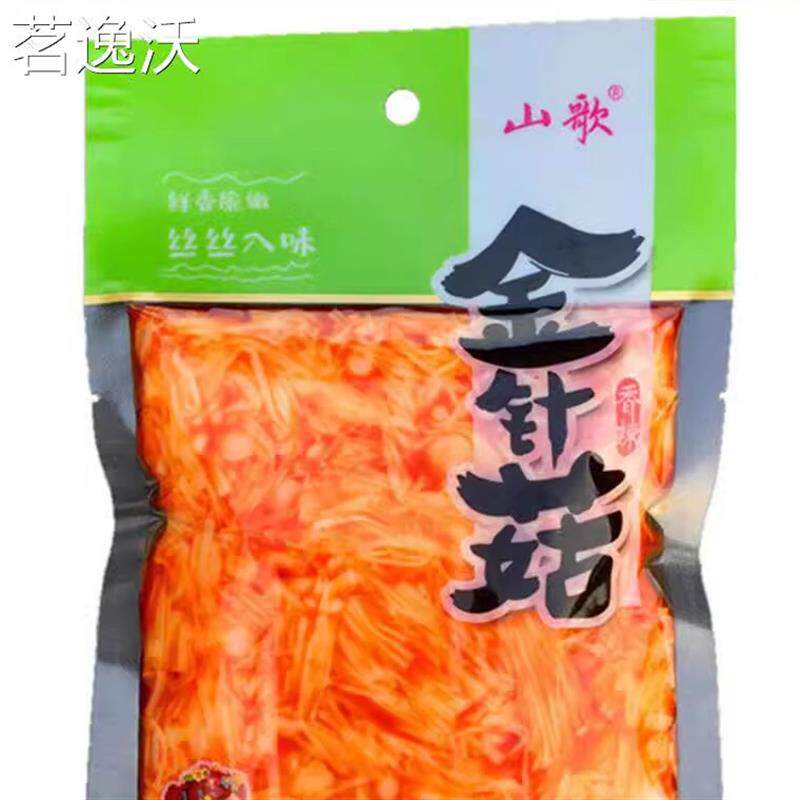 香辣金针菇下饭菜即食红油小咸菜酱菜麻辣下酒菜米饭配菜