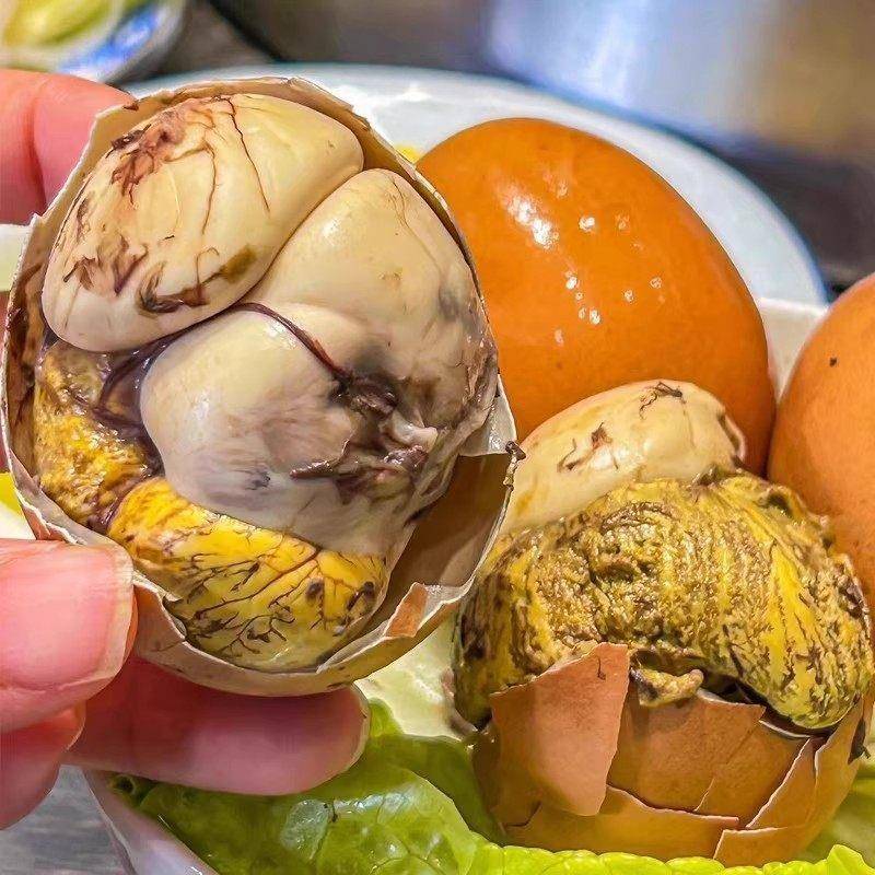 40枚活珠子新鲜13天五香味开袋即食香辣毛蛋活珠子熟毛鸡蛋钢化蛋