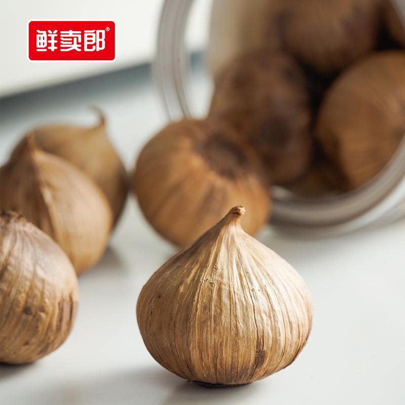 鲜卖郎热卖精品独头黑蒜头即食餐饮调味煲汤养生独头蒜发酵黑蒜