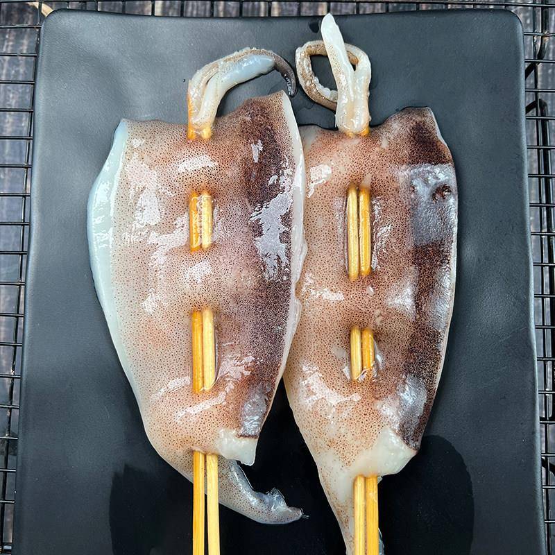 新品福满舟铁板鱿鱼板串60g烧烤专用炸串食材半成品新鲜冷冻鲜鱿
