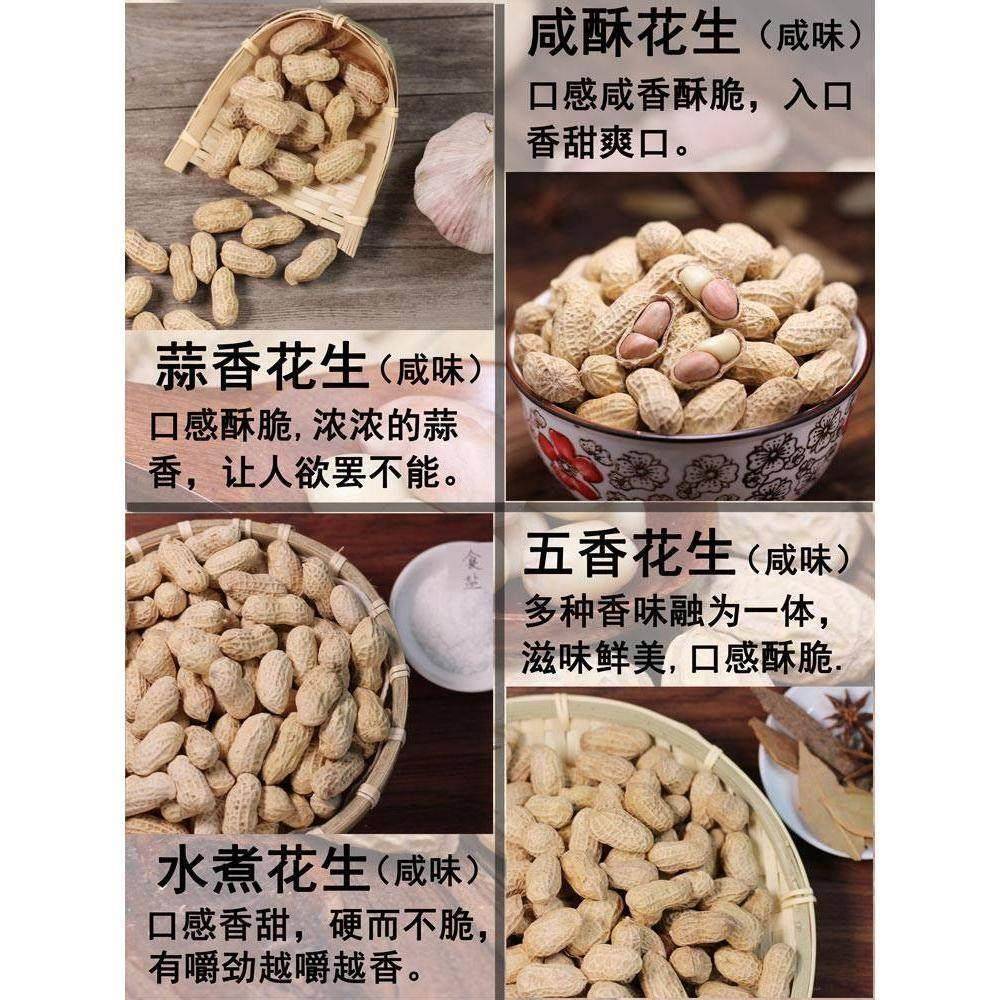 猴小五福建龙岩花生带壳蒜香咸干五香原味盐水白晒水煮熟炒货零食