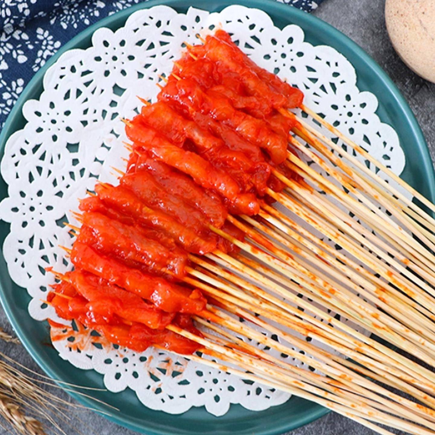 新品3000串鸡肉小串商用半成品鸡胸肉小把串烧烤油炸食材小鲜肉串