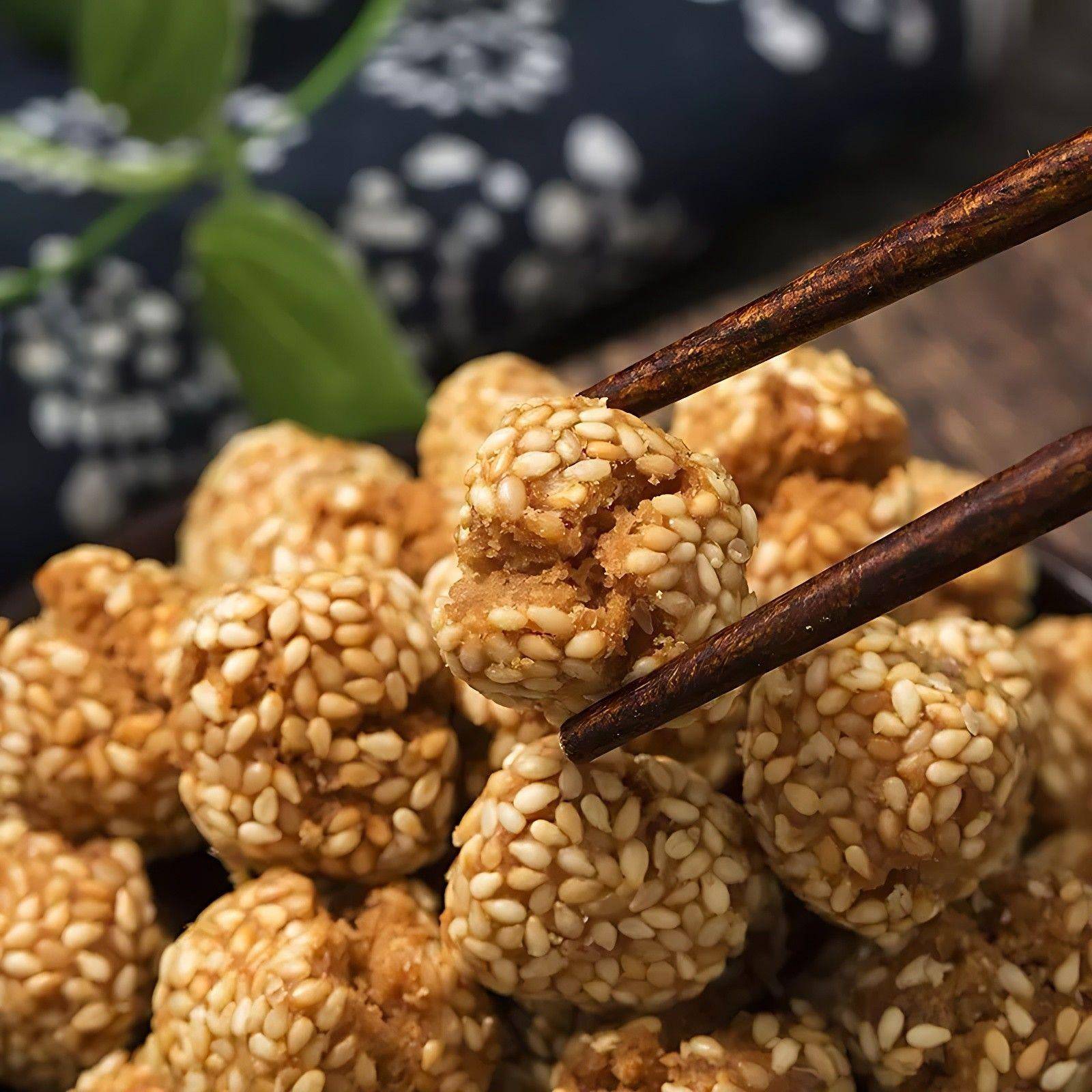 果魅园特产芝麻球开口笑麻球油炸酥脆芝麻果子山东糕点零食无蔗糖