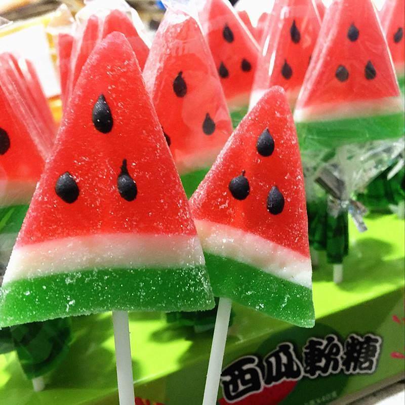 西瓜造型果汁软糖棒棒糖装饰糖果20g*40支整盒西瓜棒棒糖水果软糖