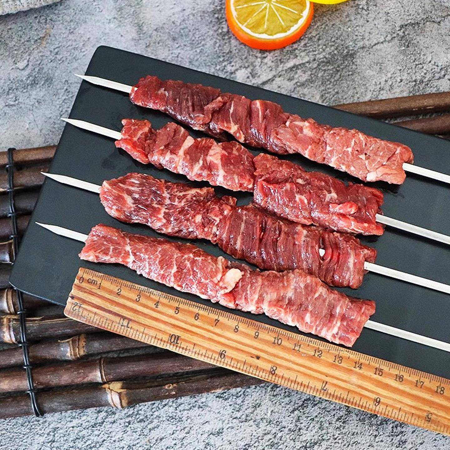 新品佳蒙缘钢签雪花纯牛肉大串商用半成品户外烧烤食材新鲜烤肉串