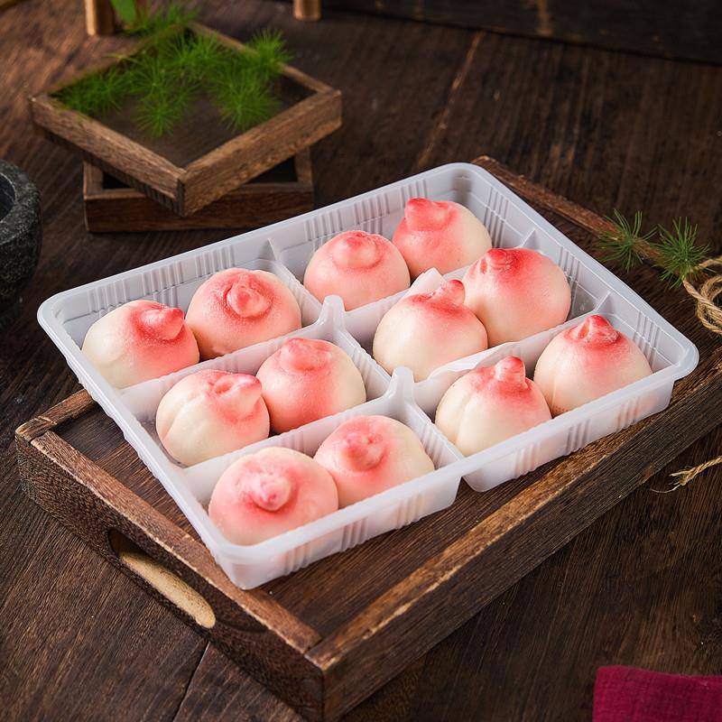 新品思念中华面点寿桃包生日寿宴包子冷冻半成品早餐寿桃造型豆沙图片