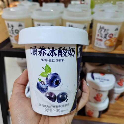嚼养冰酸奶300克草莓蓝莓黑加仑果粒风味酸乳 冷藏口感更佳零食