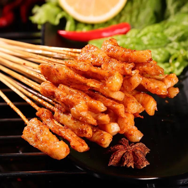 新品鸡肉小串商用整箱里脊肉烧烤铁板油炸刷锅迷你小肉串半成品30