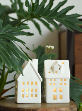 浪漫满屋家居摆件房子小夜灯装饰休闲厅酒店民宿酒店氛围陶瓷灯