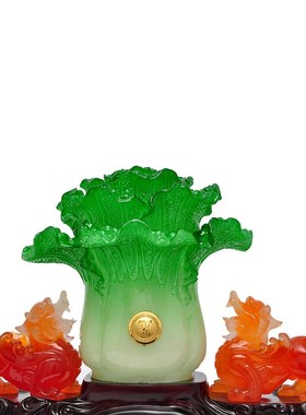 貔貅玉白菜招财摆件开业乔迁新z居商务礼品办公室客厅工艺品装饰