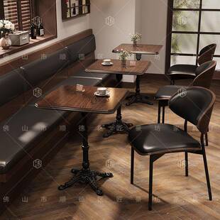 餐桌小方桌咖啡桌椅桌子清吧餐厅实木复古酒吧桌椅组合小酒馆椅子