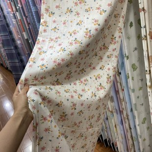 A类双层纱全棉透气无荧光卡通儿童碎花布O料面料定制被套床单