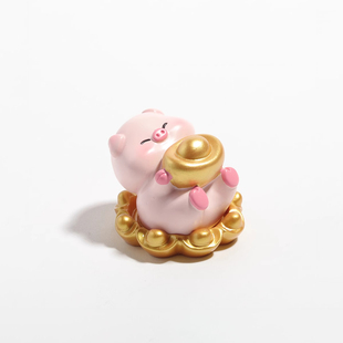 猪猪有财招财治愈系办公室桌面小摆件送人小众礼物解压车载装 饰品