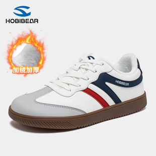 HOBIBEAR哈比熊德训鞋男冬季加棉保暖宽头平底运动鞋宽楦休闲棉鞋