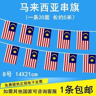 8号中国马来西亚串旗世界各国手摇旗酒店美食节挂旗学校教室走廊文化节吊旗运动会五一六一儿童节元旦装饰旗