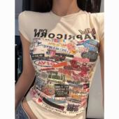 不退不换61K77 涂鸦T百搭上衣 3.5 小水推荐