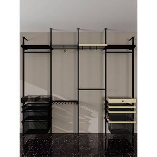 立柱金属衣柜落地结构衣帽间储物间顶天立地框架定制 三个房间