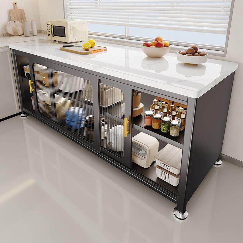 厨房餐边柜落地橱柜操作台多功能碗柜杂物收纳柜岩板柜家用储物柜