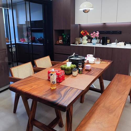 源头工厂南美胡桃木实木大板北美黑胡桃茶桌书桌办公桌纯现货整板