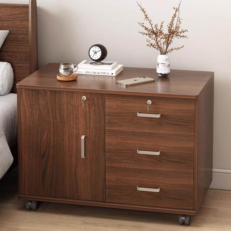 办公室文件柜桌下收纳柜办公柜置物边柜带抽屉木质带锁矮柜储物柜