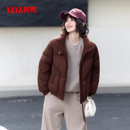 YAYA鸭鸭2024冬季新款时尚百搭休闲宽松保暖女士短款羽绒服