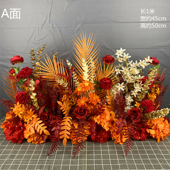 新款婚庆路引花婚礼t台舞台装饰花森系花排罗马柱橄榄枝路引花球