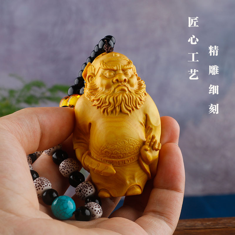 小叶黄杨木雕刻手把件男随身把玩招财钟馗新中式实木工艺品小摆件