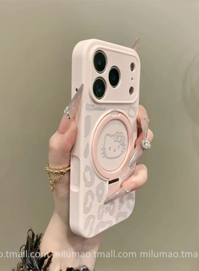 ins秋冬豹纹KT猫液态硅胶适用iPhone17pro苹果15手机壳16ProMax新款13超好看12女款11网红14plus防摔17ProMax