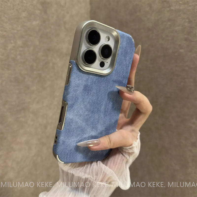 ins复古电镀牛仔纹适用iPhone16promax苹果14手机壳15ProMax新款11男女12情侣13网红2025爆