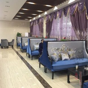 新中式高背实木沙发酒店会所单人沙发椅现代茶楼工程洽谈屏风卡座