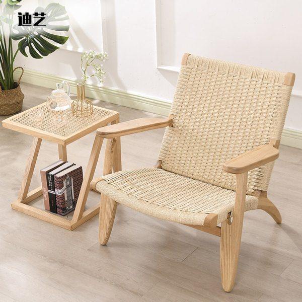 藤编靠背椅沙发躺椅北欧实木椅休闲椅子绳编懒人家用阳台阅读椅,住宅家具,阳台椅,淘宝优惠券,粉丝福利购,淘宝优惠卷