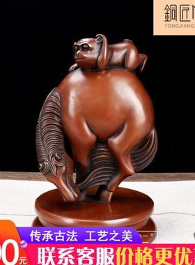 铜匠仁紫铜马摆件纯铜马摆设家居客厅电视柜办公桌办公室装饰品