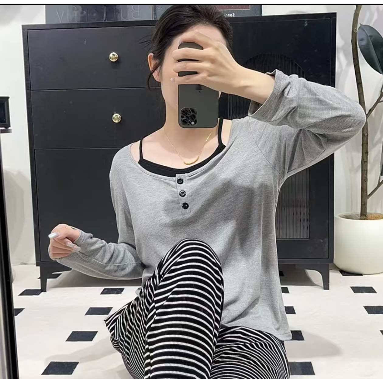 【粉彩色】新款常规款长袖女睡衣大弹力舒适家居服套装秋冬休闲