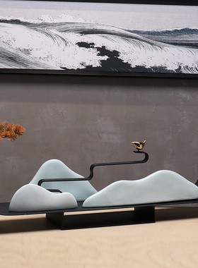 新中式现代轻奢铁艺陶瓷艺术品摆件客厅电视柜玄关酒柜装饰品